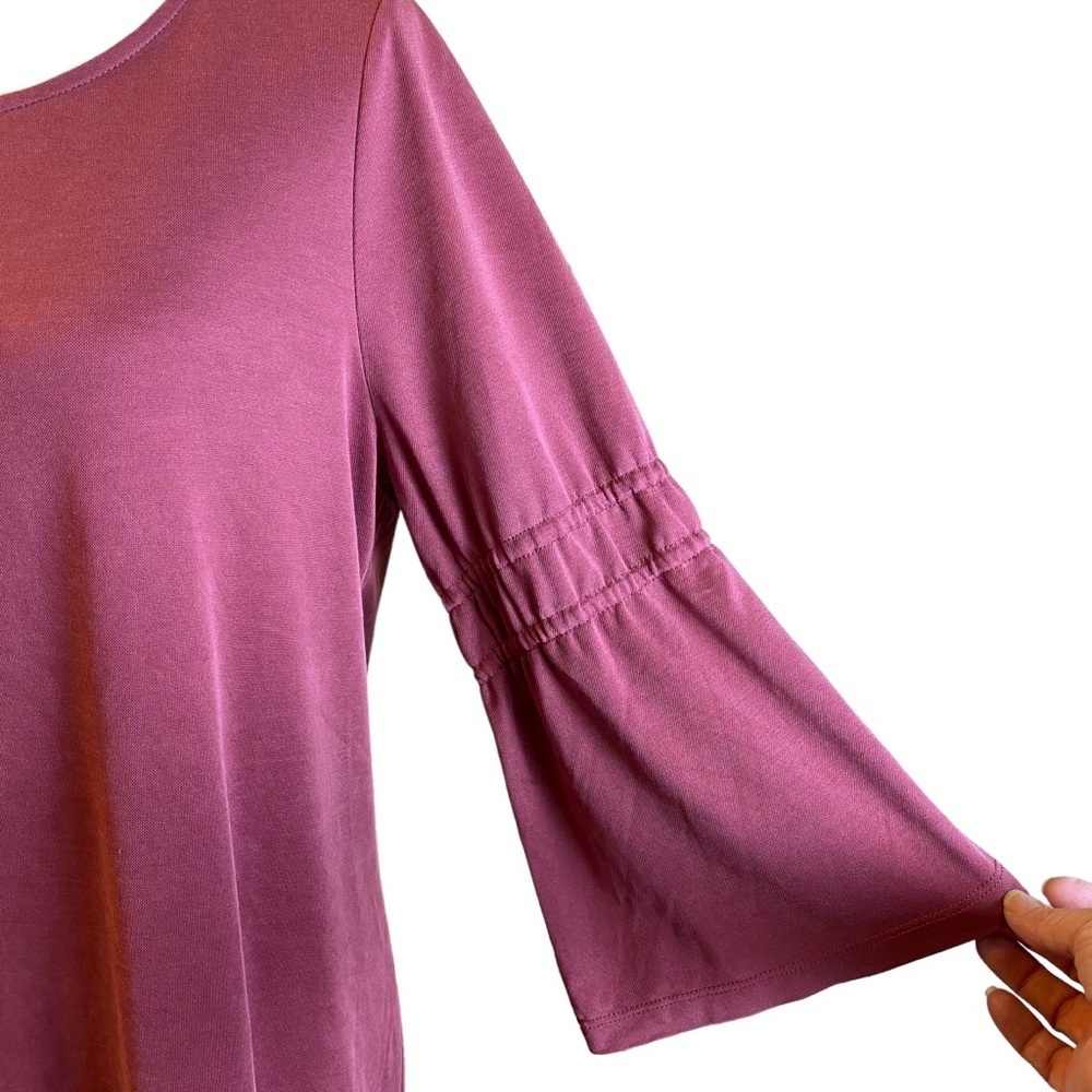 Marina Luna Shift Dress Women Large Jersey Knit‎ 3/4 Sleeves Plum Casual - Picture 4 of 13